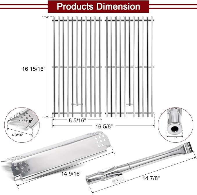 Hiorucet Grill Replacement Part for Nexgrill 2 Burner 720-0864 720-0864M, Replacement Part for Megamaster 720-0864MA, Cooking Grates, Heat Plates, Burner Tubes, Grill Igniters for Nexgrill 720-0864