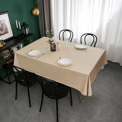 LIBERECOO Vinyl Tablecloth with Flannel Backing, Champagne, Waterproof, Stain-Resistant, Easy-Clean Table Cover for Dining, Kitchen, and Outdoor Use, 60" x 120" Rectangle