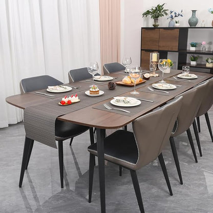 Myir JUN Table Runner, Vinyl Table Runner Indoor 72 Inch Long Arbitrarily Cropped Runner for Table Heatproof for Home Party (Dark Gray, 12 x 72 inch)
