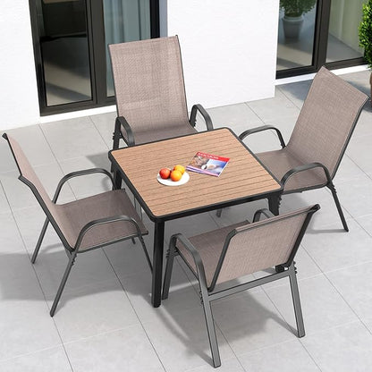 Patio Chairs Set of 4, All Weather Outdoor Dining Chairs | Stackable Dining - Image 2