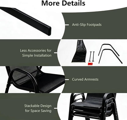 Giantex Patio Chairs Set of 2, Stackable Outdoor Dining Chairs - Image 9