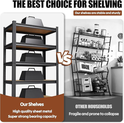 71.2" H Wood Garage Shelving, Adjustable Storage Shelves, 5 Tier Standing Metal - Image 8