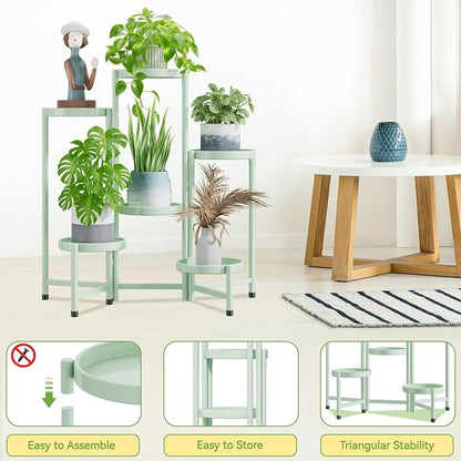 iDavosic.ly Plant Stand Indoor Outdoor, 6 Tier Metal Corner Shelf, Folding - Image 4
