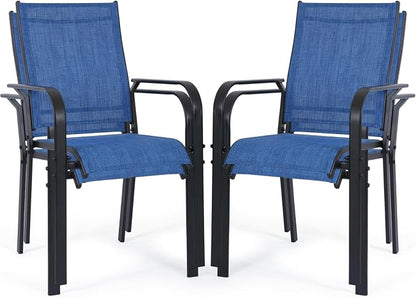 Patio Chairs Set of 4, Stackable Outdoor Dining Chairs, All Weather Breathable by WENTUM