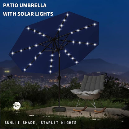 9FT Patio Umbrella with Solar Lights, Outdoor Market Umbrella with Tilt and - Image 6