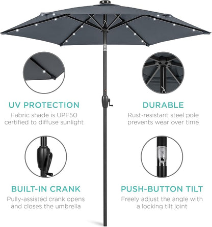 Best Choice Products 7.5ft Solar Umbrella LED Lighted Patio Umbrella, Table - Image 5