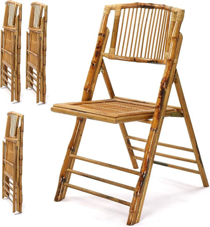 VINGLI Bamboo Folding Chair, Foldable Dining Wood Chairs Comfortable Seat by VINGLI
