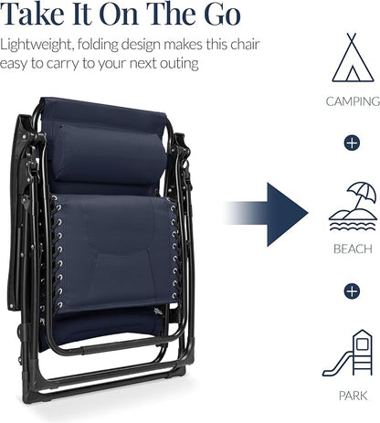 Best Choice Products Oversized Padded Zero Gravity Chair, Folding Outdoor Patio - Image 5