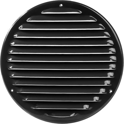 Vent Systems 8" Inch Black Round Soffit Vent Cover - Air Vent Louver with Built-in Mesh Screen – Wall or Ceiling Ventilation Grille for Intake/Exhaust HVAC Systems – Indoor and Outdoor Use