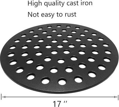 7441 Round 17" Cast Iron Fire Grate, Charcoal Grates Bottom Plate Replacement Parts for Weber 22" Kettle, One-Touch, Master Touch, Bar-B-Kettle, Performer，Big Green Egg XL Charcoal Grill
