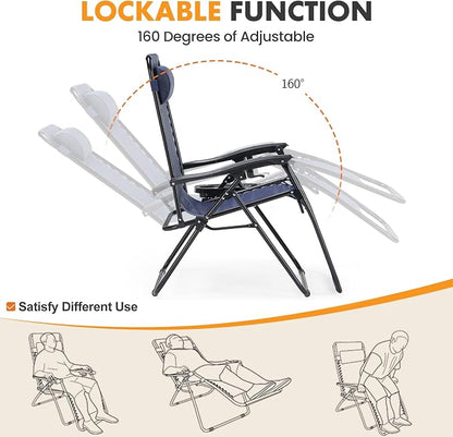 NEWBULIG Zero Gravity Chairs Set of 2, Lounge Chair Folding Portable Adjustable - Image 6