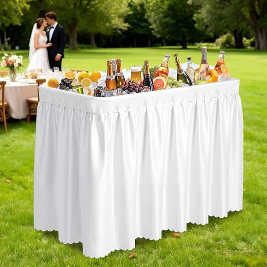 VINGLI 4FT Ice Table, Portasble Cooler Side Table with Removable Skirt, Patio Table, Indoor & Outdoor Bar for Events, Parties and Camping White