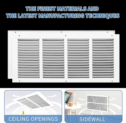 20x10 Return Air Grille (Duct Opening Size), Air Return Vent Cover, AC Vent Cover, Cold Air Return Vent Cover, Flat Return Air Grilles, Outer Dimensions:21.75"W x 11.75"H (20"W x 10"H, Duct Opening)