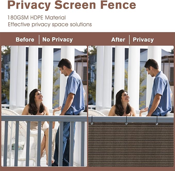 SUNNY GUARD Customized 2'6''x3' Brown Balcony Privacy Screen,92% Shade Apartments Fence Cover,Heavy Duty Mesh Windscreen for Deck,Outdoor,Backyard,Patio