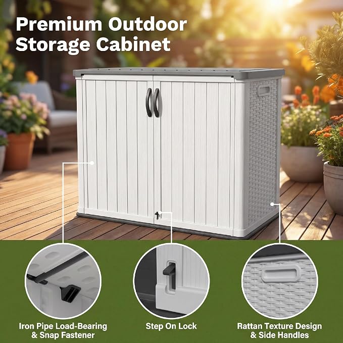 Patiowell 26 Cu.ft Plastic Outdoor Storage Cabinet, Lockable Waterproof - Image 5