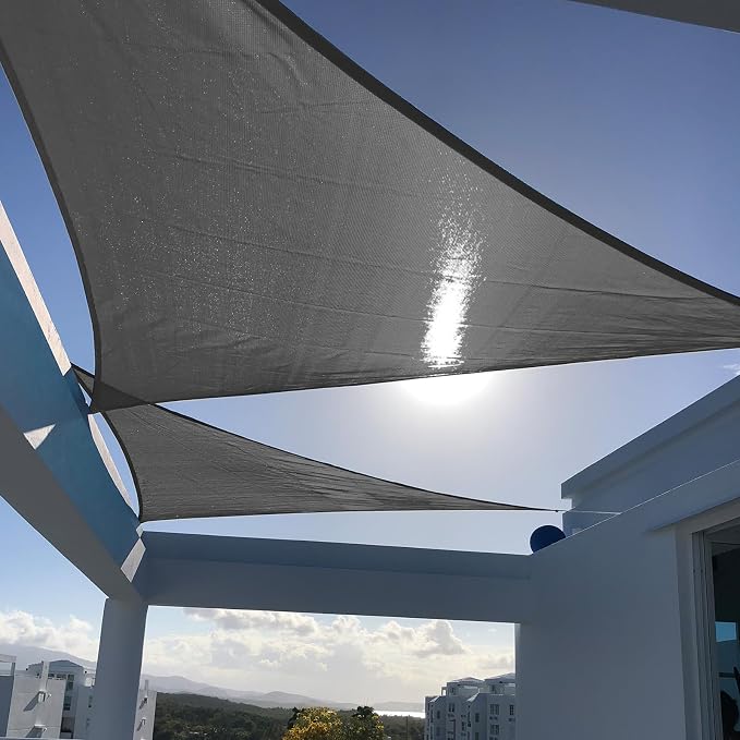 SUNNY GUARD 12' x 12' x 12' Triangle Shade Sail 95% UV Block Outdoor Canopy | by SUNNYGUARD