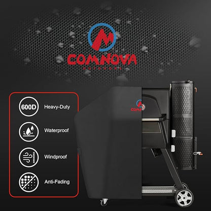 Comnova Grill Cover for Masterbuilt Gravity Series 560/600 Digital Charcoal Grill and Smoker, Waterproof & Heavy Duty, 600D Charcoal Grill Cover for MB20040220, Black (56" x 18" x 47")