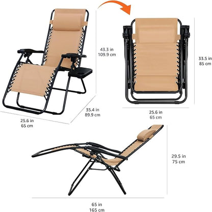 Amazon Basics Outdoor Textilene Adjustable Zero Gravity Folding Reclining - Image 3