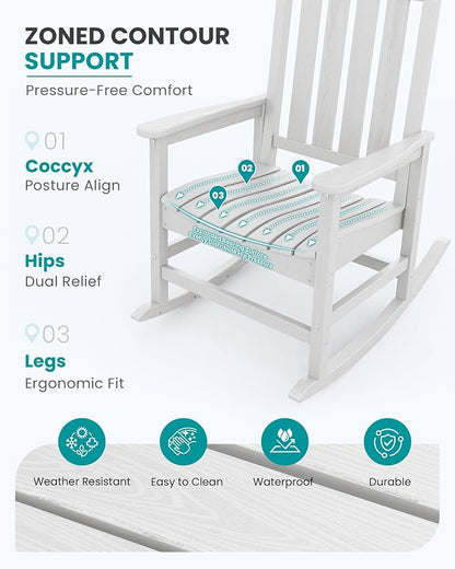 SERWALL Outdoor Rocking Chair, Oversized Rocking Chair - Image 3