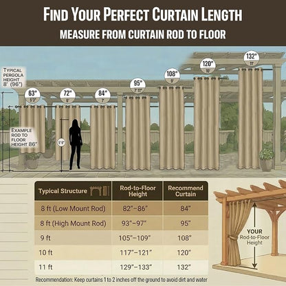 DIVA EN CAMINO DEC Outdoor Patio Curtain Waterproof Darkening Thermal Insulated - Image 3