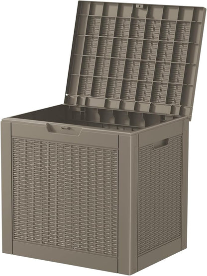 31 Gallon Outdoor Storage Box – Resin Deck Box with Lockable Lid, Waterproof Patio Furniture Storage for Tools, Garden & Yard Organization