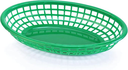 New Star Foodservice 44126 Fast Food Baskets, 9 1/4-Inch x 6-Inch Oval, Set of 12, Green