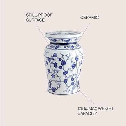 JONATHAN Y Cherry Blossom 18" Ceramic Garden Stool Side Table, Plant Stand - Image 5