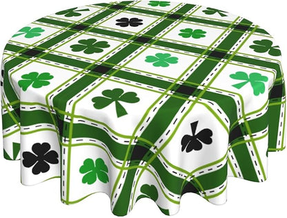 St Patrick's Day Round Tablecloth - St. Patrick's Day 60 Inch Waterproof Rustic Table Cloth Fabric Farmhouse Stripe Tablecloth Decorative for Picnic Party Holiday Home Indoor Outdoor