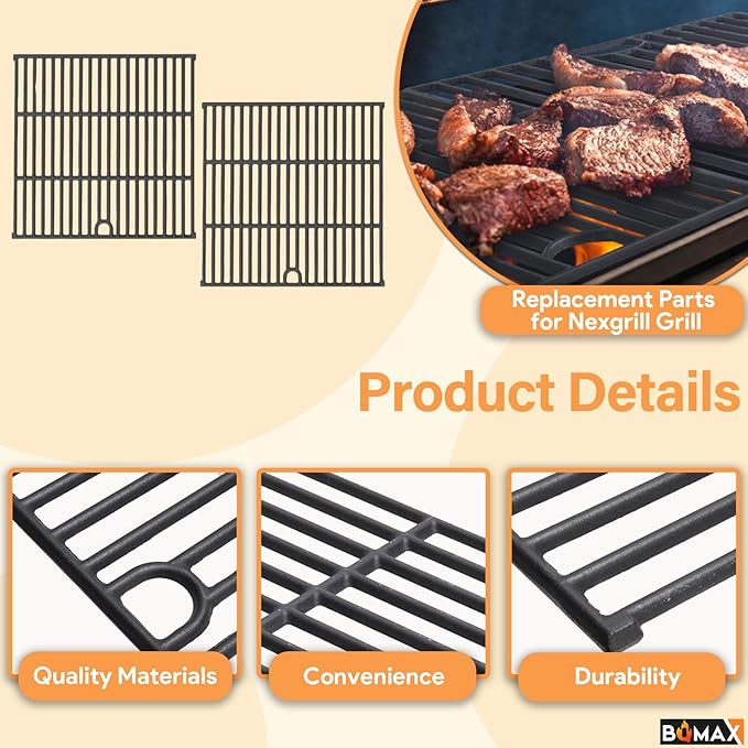 Grill Grates Replacement for Nexgrill 5 Burner 720-1046 720-1046A, Cooking Grate Replacement for Nexgrill Replacement Parts 5 Burner, Cooking Grate, Heat Shield and Burner Kit for Nexgrill 720-1046