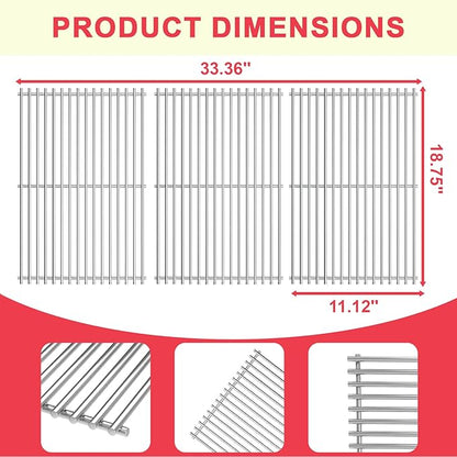 Genesis II 400 Grill Grates for Weber Genesis II/LX 400 Series Grills Parts Genesis 2 E-410 S410 E-435 S-435 E-415 Grill, 66097 66089 Grates for Kitchen-aid 740-0781 Parts, 7MM SUS304 Stainless Steel