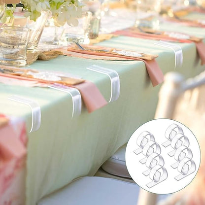 Eccliy 300pcs Transparent Clear Tablecloth Clips Plastic Table Cloth Clips Windproof Table Cover Holder Clamps Tablecloth Cloth Holder for Christmas Wedding Party Indoor Outdoor Camping Picnic (Curve)
