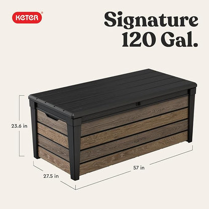 Keter Signature Collection 120 Gallon Resin Deck Box Organization and Storage - Image 2