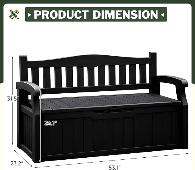 Flamaker 80 Gallon Storage Bench, Deck Box - Image 3