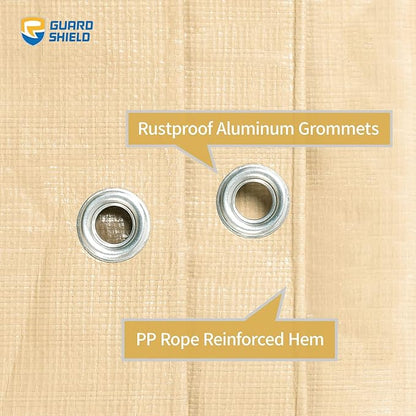 GUARD SHIELD Beige Tarp Heavy Duty Waterproof 20x40 Feet Outdoor Poly Tarps Cover Square Thick UV Resistant Canopy Tarpaulin with Grommets 10mil
