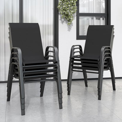 Stackable Patio Chairs Set of 8, Outdoor Chairs Set by Vimstora