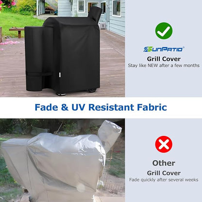 SunPatio Grill Cover for Traeger 22 Series, Heavy Duty Waterproof Wood Pellet Smoker Cover, UV Resistant Full Length BBQ Protector, Compatible with Lil' Tex Grill and More, All Weather Protection