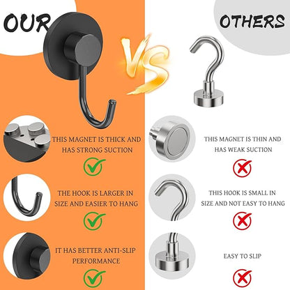 Strong Magnetic Grill Hooks, 2 Pack Magnetic Hooks for Grills Heavy Duty, Outdoor Grill Accessories Magnetic Hooks for Barbecue Tool, Utensils, Refrigerator, Kitchen