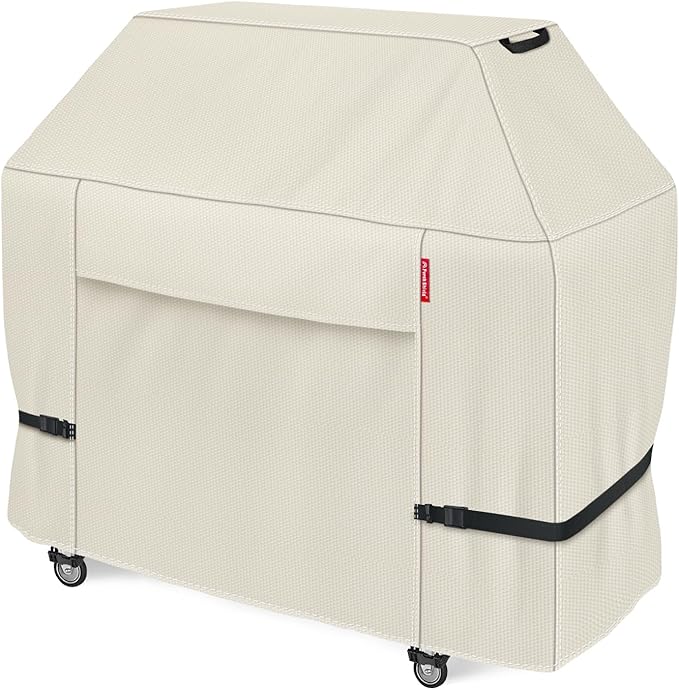 Porch Shield 58W x 24D x 46H inch Premium Gas Grill Cover Up to 56 inch, Waterproof and Fade Resistant 600D BBQ Covers for Weber, Brinkmann, Char-Broil and More, Light Tan