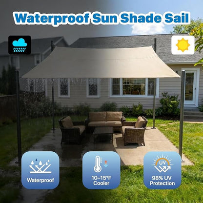 Royal Shade 16' x 16' x 16' Beige Triangle Waterproof Sun Shade Sail Canopy - Image 2