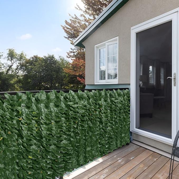 iCover Artificial Ivy Privacy Screen for Fence, 59x118in Strengthened Joint Prevent Leaves Falling Off, Faux Hedge Panels Greenery Vines, Decorative Fences for Outdoor, Garden