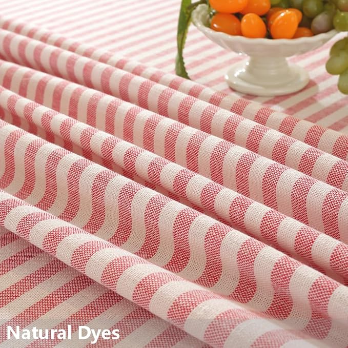 TruDelve Round Tablecloth 60 Inch Red and White Striped Cloth Tablecloths Circle Outdoor Picnic Table Cloth Round Cover (Red,60",Round)