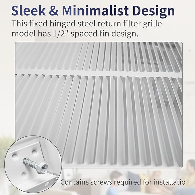 14"W x 30"H [Duct Opening Size] Steel Return Air Filter Grille - Removable Face/Door for 1 inch Filters -HVAC Vent Cover Grill - White [Outer Dimensions: 16 5/8"W X 32 5/8"H]