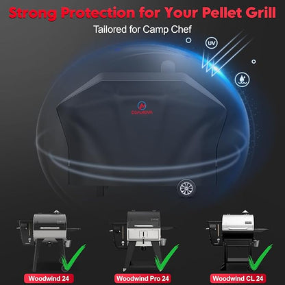 Comnova Pellet Grill Cover for Camp Chef 24 Series - 600D Premium Smoker Cover Waterproof & Heavy Duty for Camp Chef Woodwind 24, Woodwind Pro 24, PG24, PG24WWSB, SmokePro SG24, DLX 24, and More