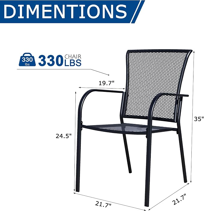 Patio Dining Chairs Set of 2, Metal Mesh Patio Furniture Set - Image 2