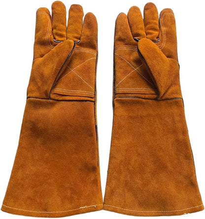 Leather Welding Gloves - Thick Premium Cow Split Leather, Heat Resistant, Welding, Grilling, BBQ & Fireplace