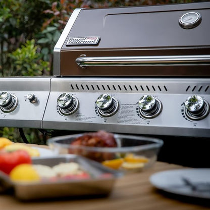 Royal Gourmet GA6402C 6-Burner Propane Gas Grill with Sear Burner and Side Burner, 74,000 BTUs, Cabinet Style Outdoor BBQ Grill for Barbecue Grilling & Backyard Cooking, Coffee