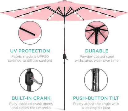 Best Choice Products 10ft Solar Polyester LED Lighted Patio Umbrella w/Tilt - Image 5