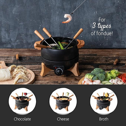 Boska Electric Fondue Set Party 2.3 L - Electric Fondue - For Cheese Fondue, Chocolate Fondue, Hotpot - Temperature Control - 2.3 Litres - Fondue Device
