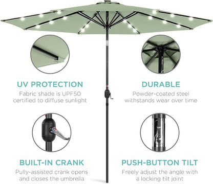 Best Choice Products 10ft Solar Polyester LED Lighted Patio Umbrella w/Tilt - Image 5