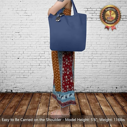TOPDesign 1-Pack Super Strong Large 12oz Cotton Canvas Tote Bag, Reusable Grocery Shopping Cloth Bag, Fashionable Two-Tone Tote for Crafts, DIY Your Creative Designs